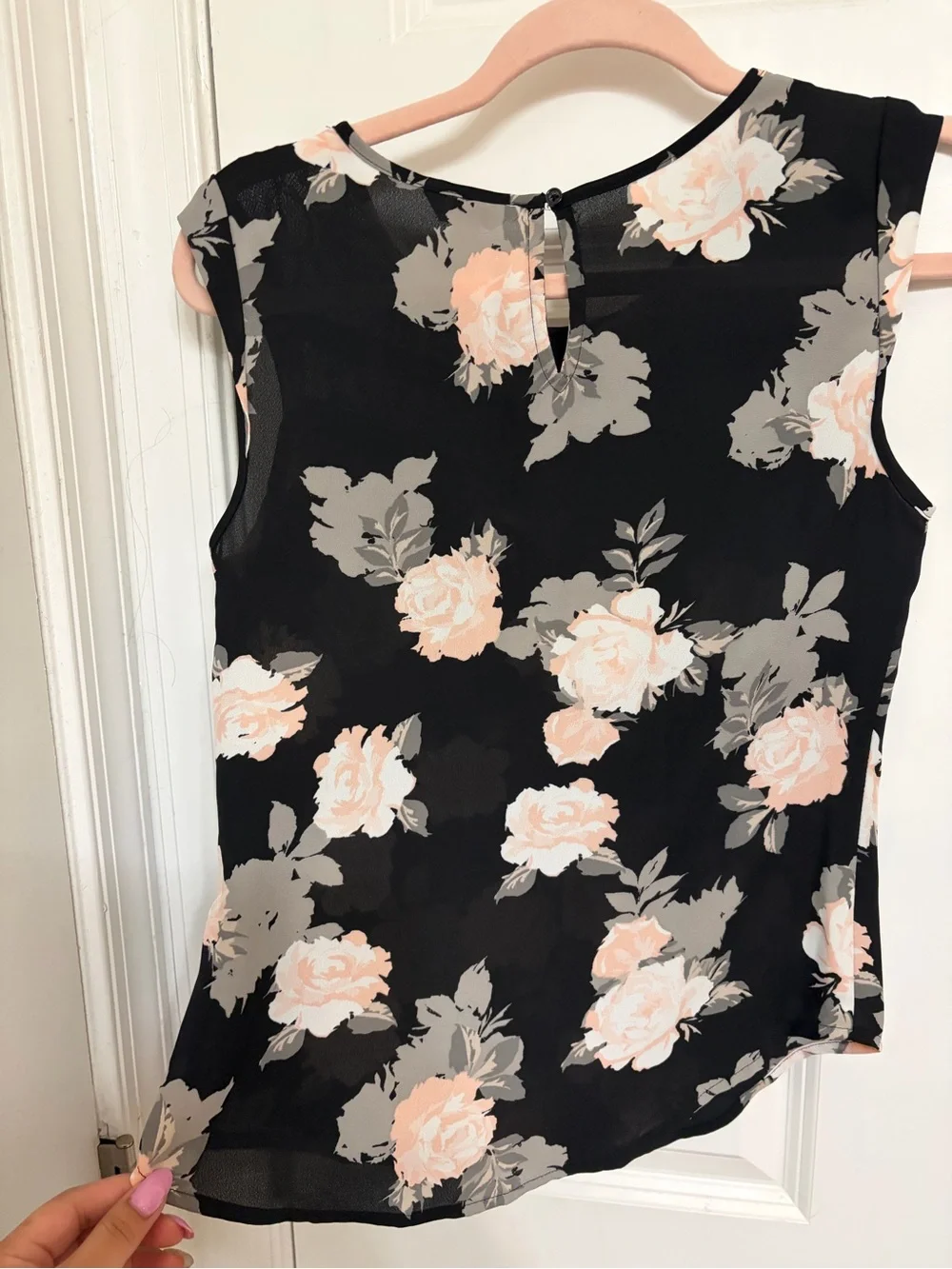 Candie's Black Floral Lace Yoke Sleeveless Camisole